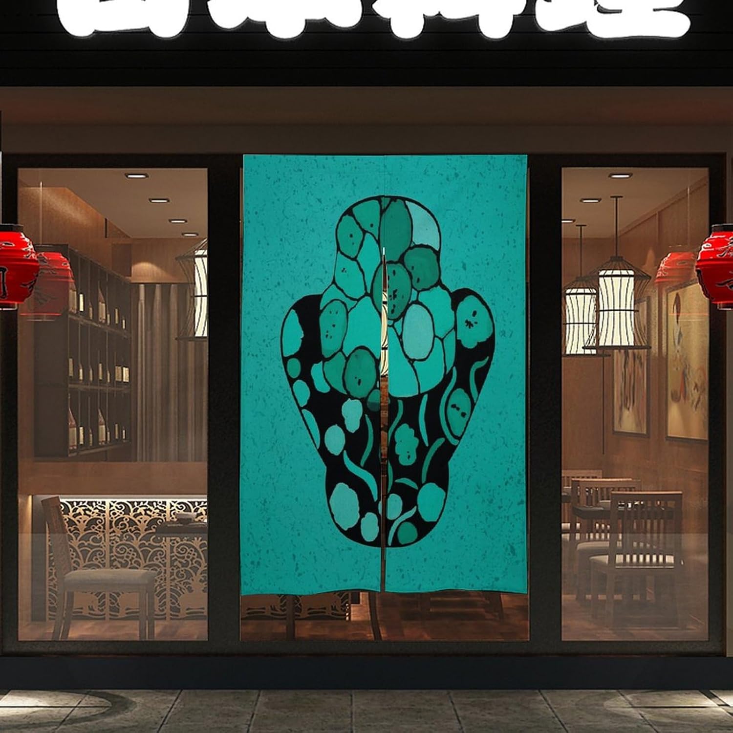 Turquoise Black Door Curtain Panel 17x57 Inch