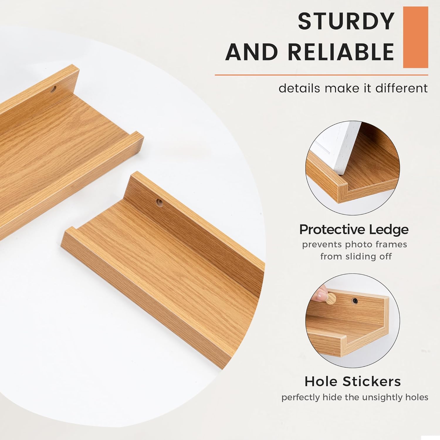 FLYJOE Floating Shelves Set of 2 48 Inch Natural Oak