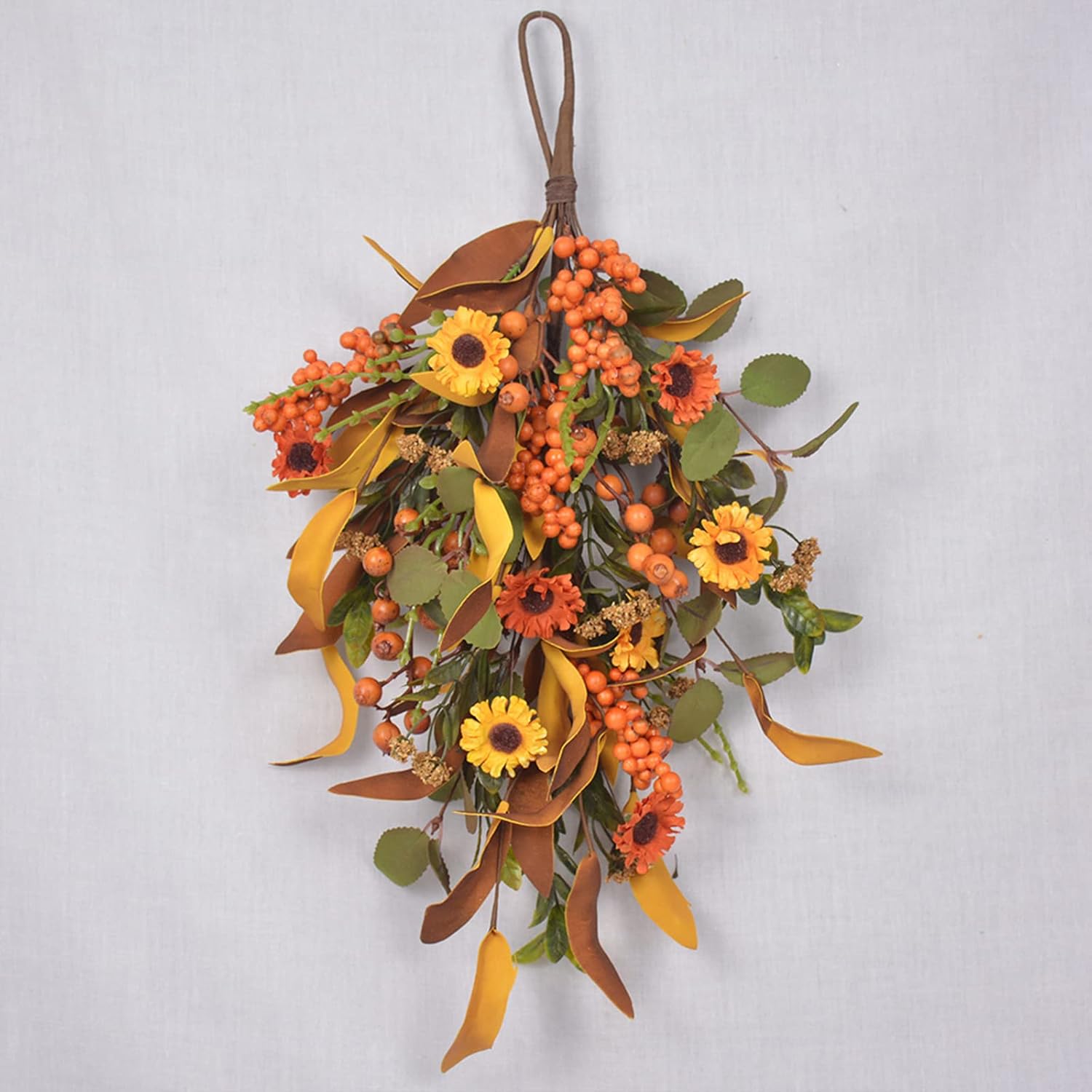 20 Inch Artificial Fall Teardrop Wreath Door Decor