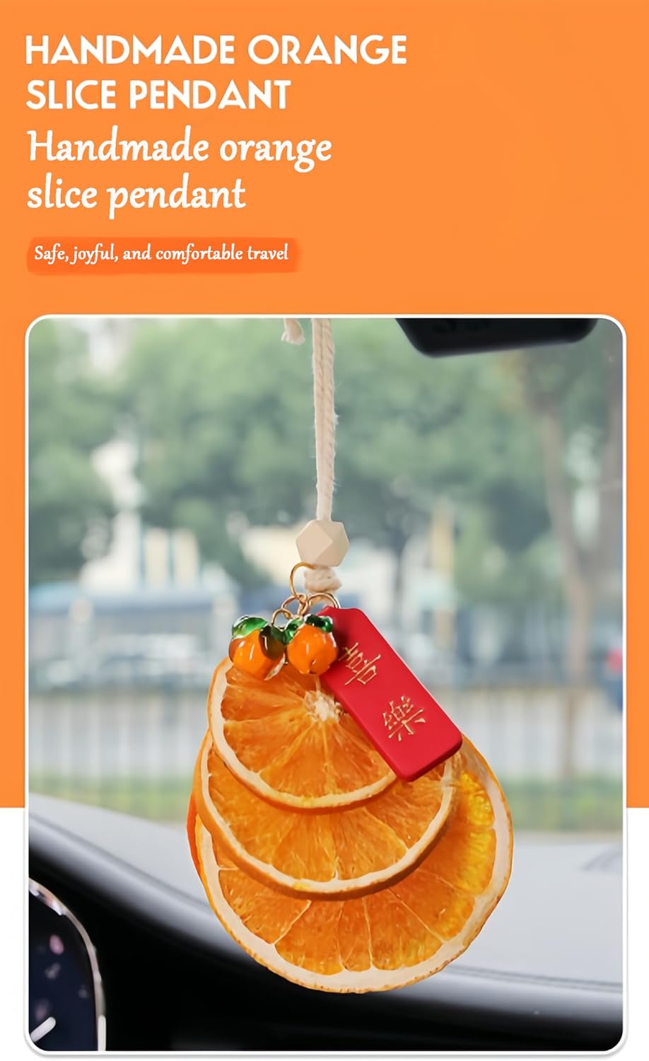 Realistic Orange Slice Hanging Christmas Ornament for Car Mirror