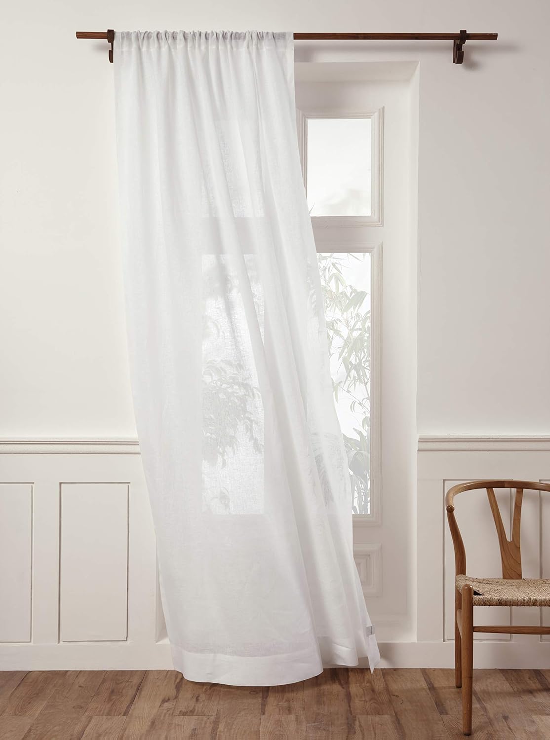 Solino Home Flax Linen Sheer Curtain 45 Inch Panel