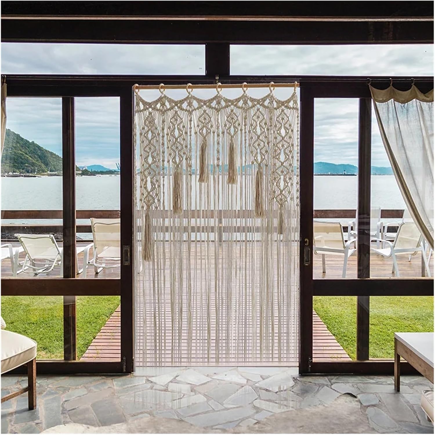 Elegant Cotton Rope Tassel Woven Door Curtain