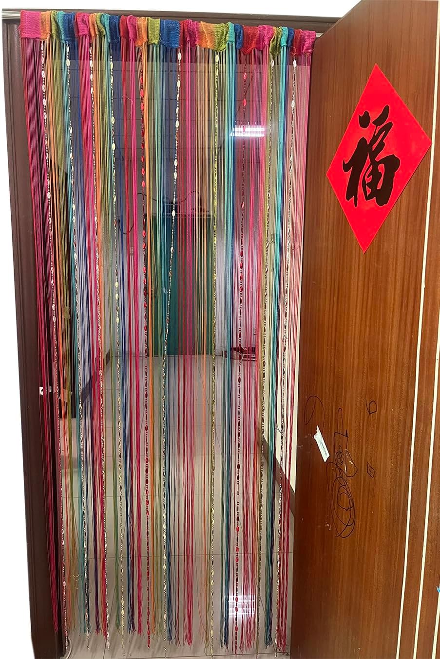 ZideTang Button Beaded Door Curtain with Fringe