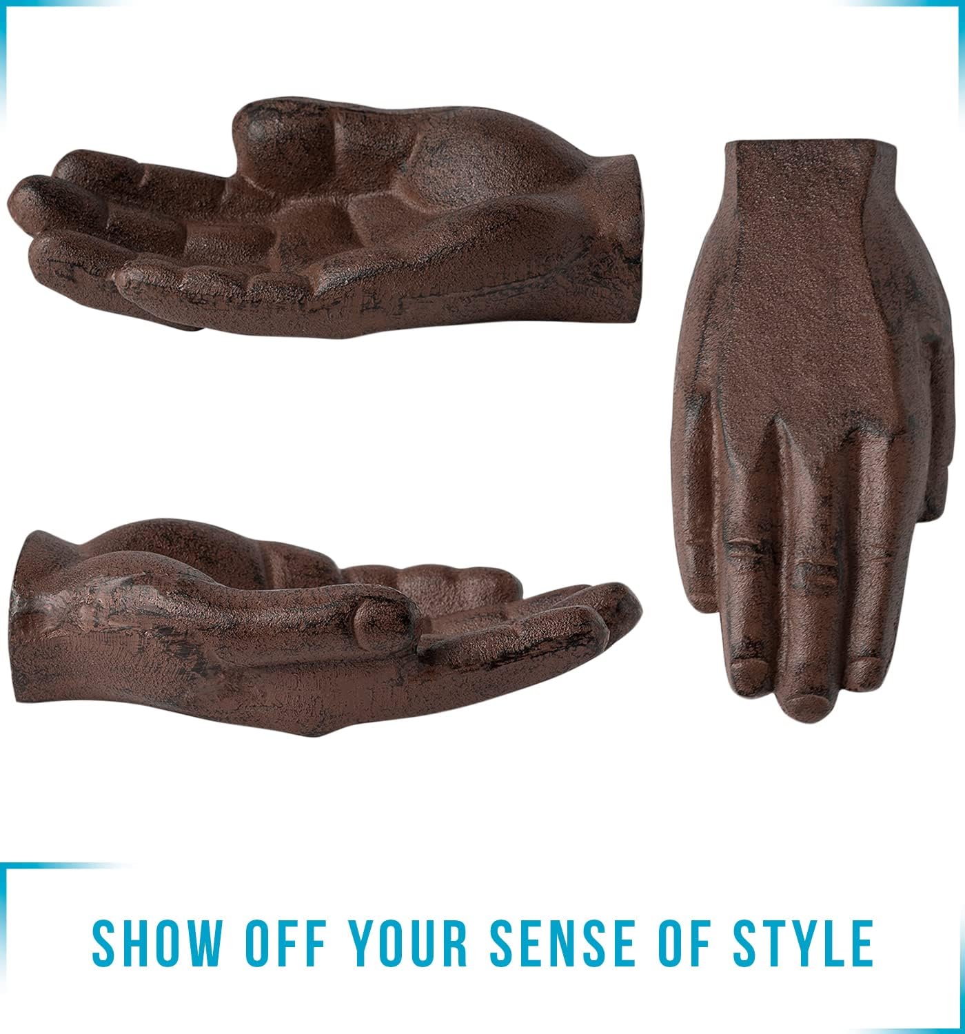 Cast Iron Cigar Ashtray Hand-Shaped - Rustic Decor