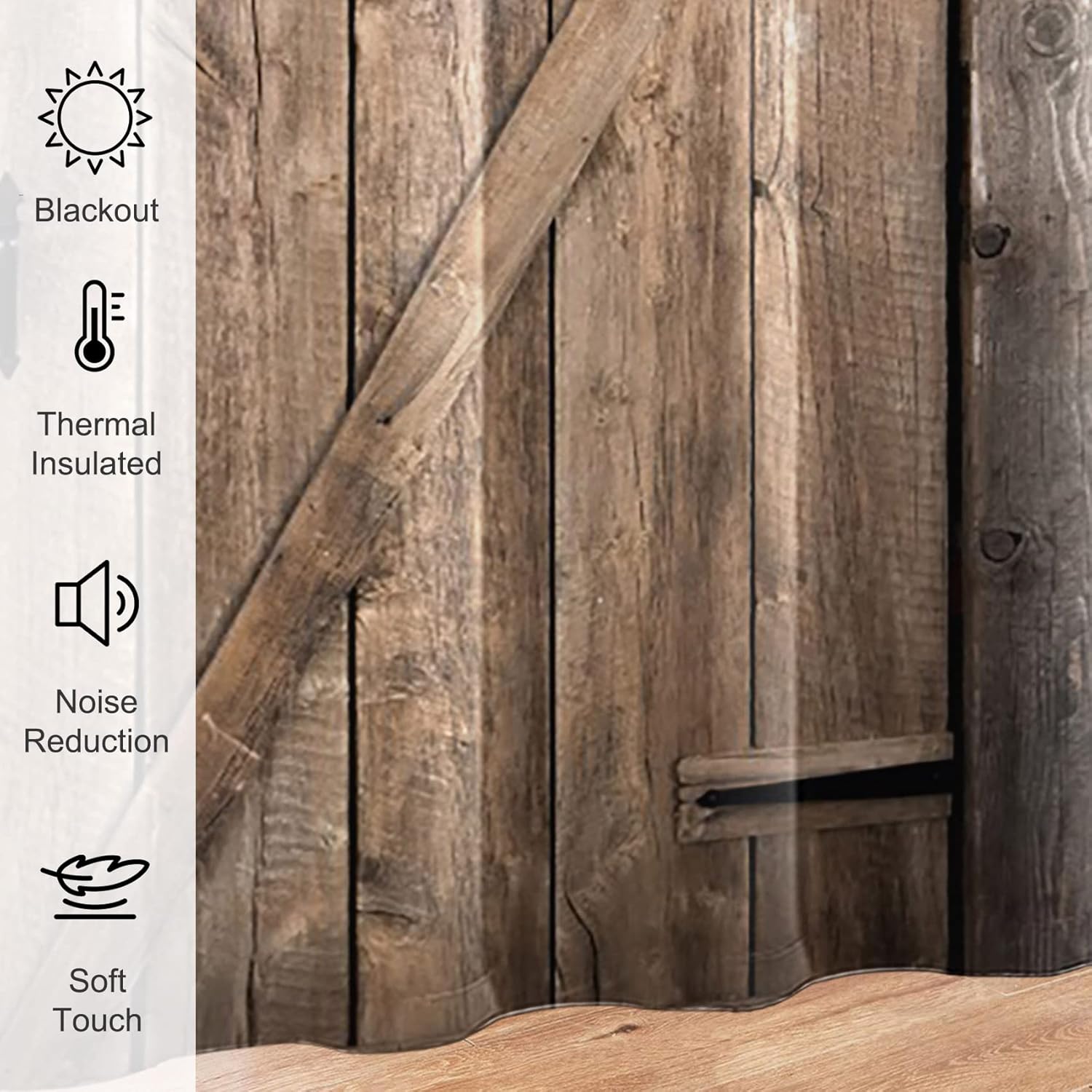 Yeele Rustic Wooden Barn Door Blackout Curtains Set of 2 Panels