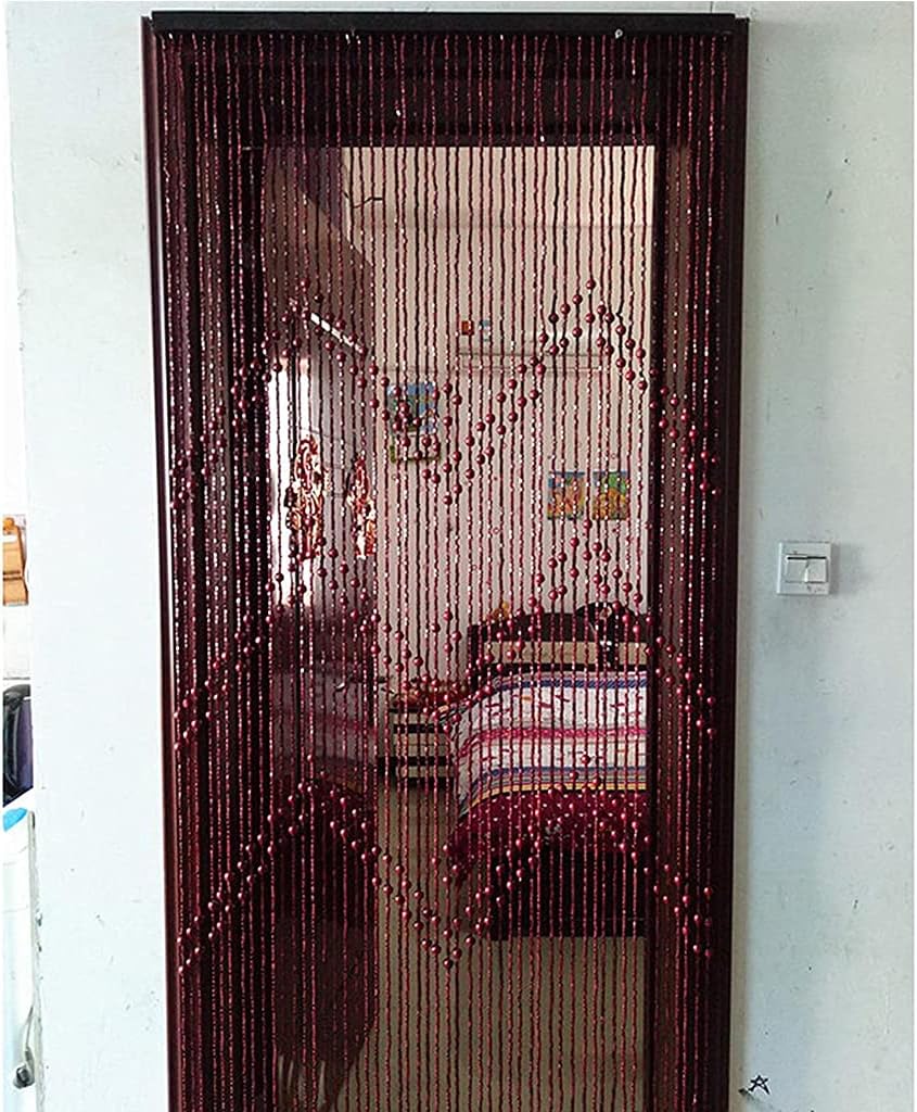 52 String Natural Wood and Bamboo Beaded Curtain Door Divider