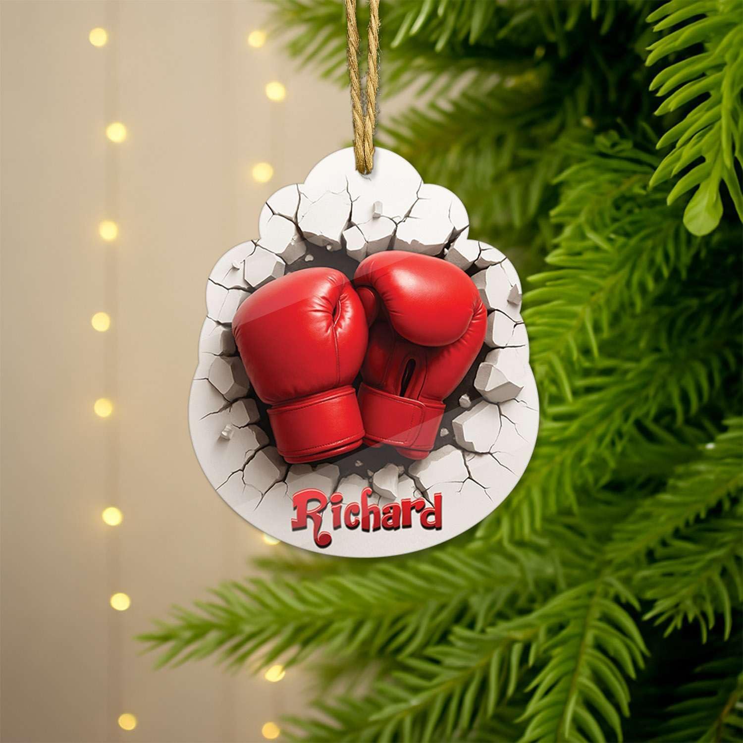 2D Boxing Breakthrough Wall Ornament Personalized Name Christmas Hanging Decor