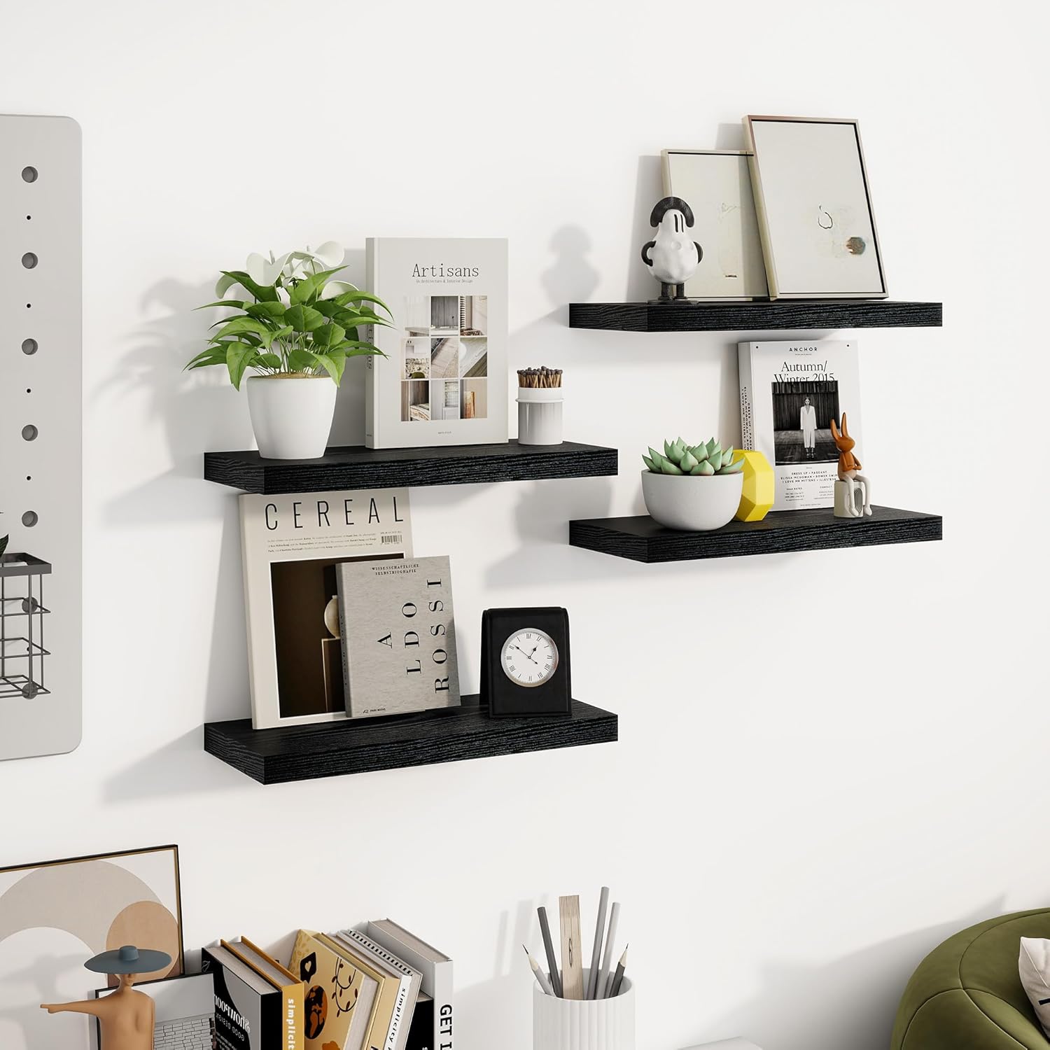 Venusmiles Floating Wall Shelves Black 15x6x1