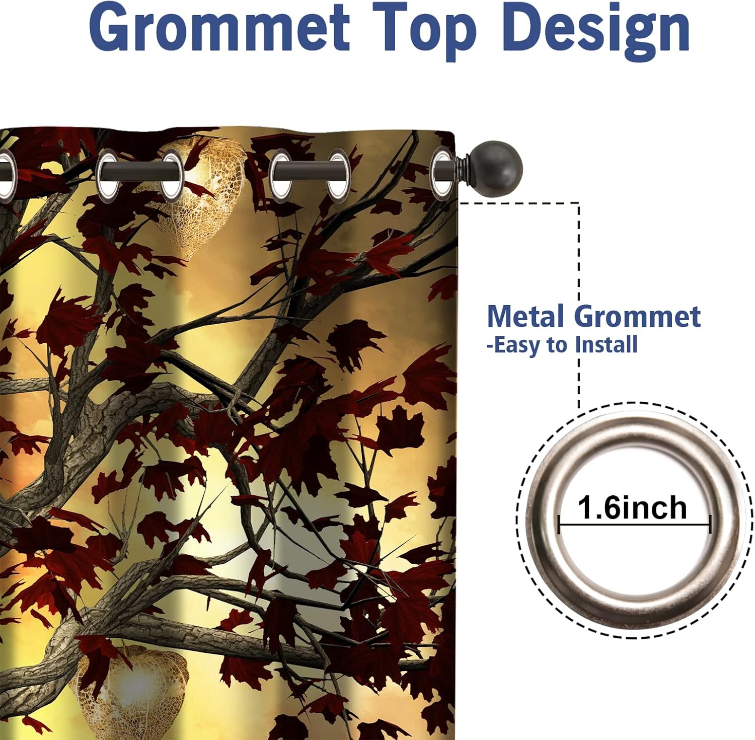 Jekeno Fall Tree Blackout Curtains 2 Panel Set