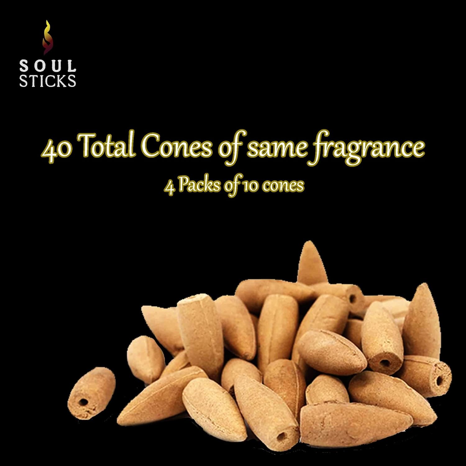 Soul Sticks Backflow Incense Cones - 40PCS White Sage Cleansing Set