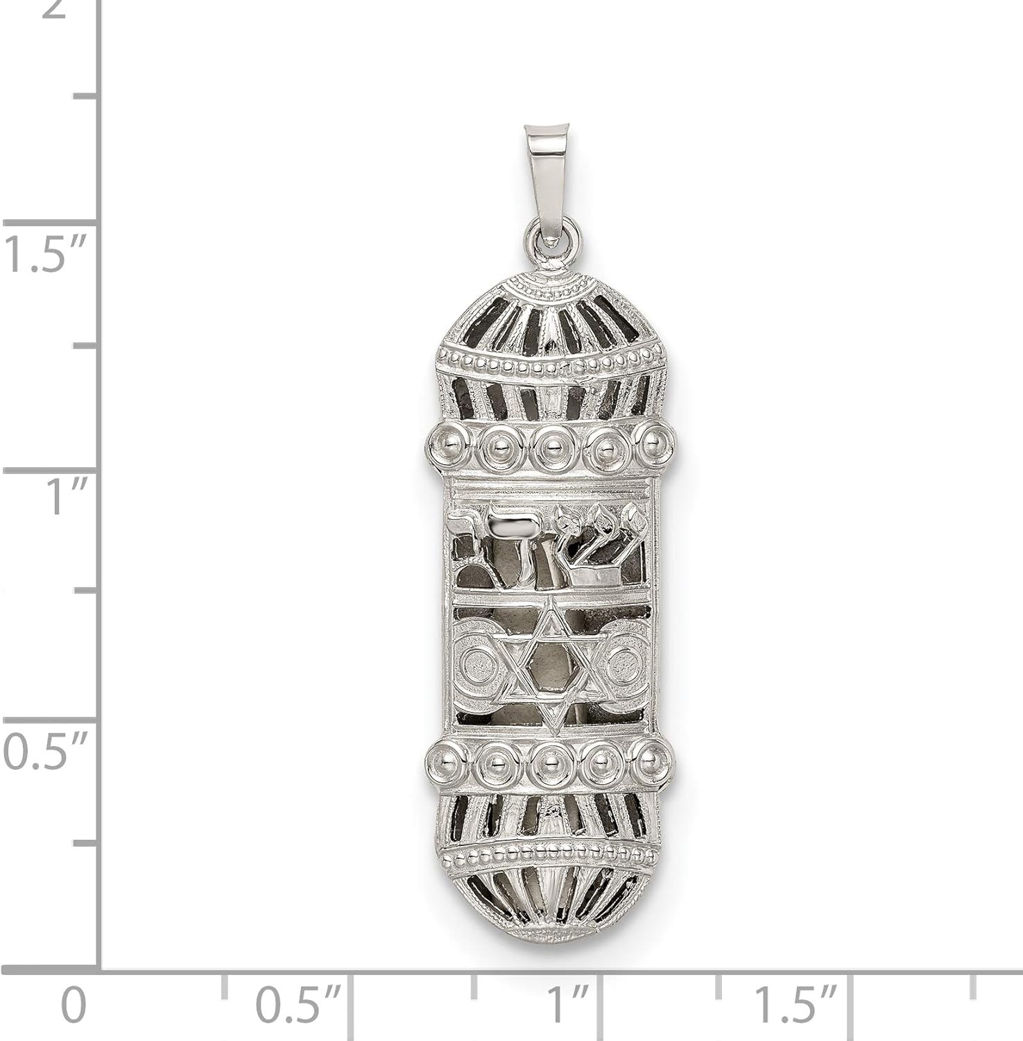 Sterling Silver Fancy Mezuzah Pendant 1