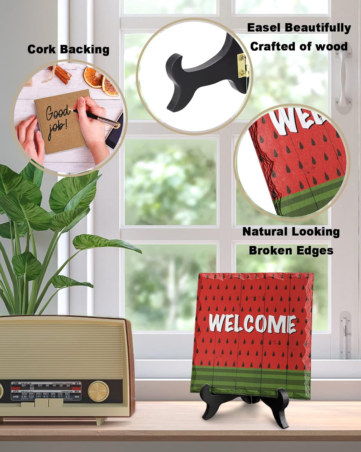 ZOE GARDEN Watermelon Stripe Green Desk Ceramic Ornament 63x63
