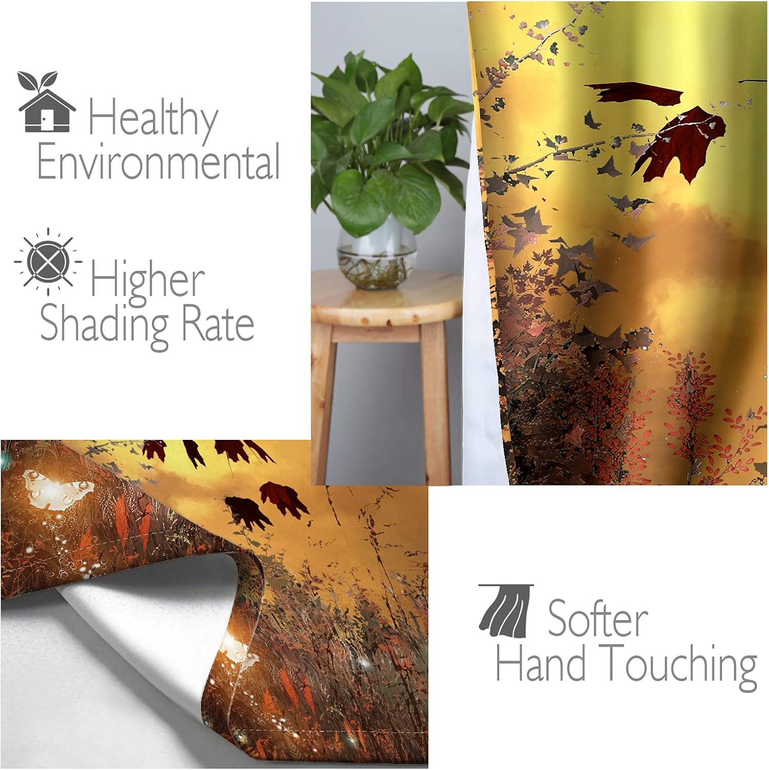 Jekeno Fall Tree Blackout Curtains 2 Panel Set