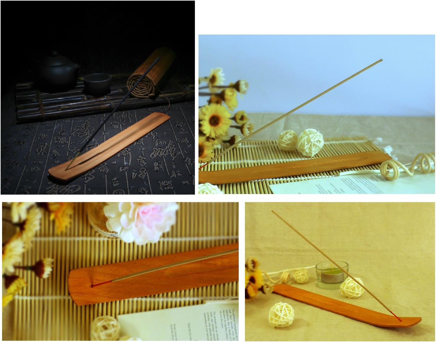 TRENDBOX 5pcs Plain Wood Incense Stick Holder Burner Ash Catcher