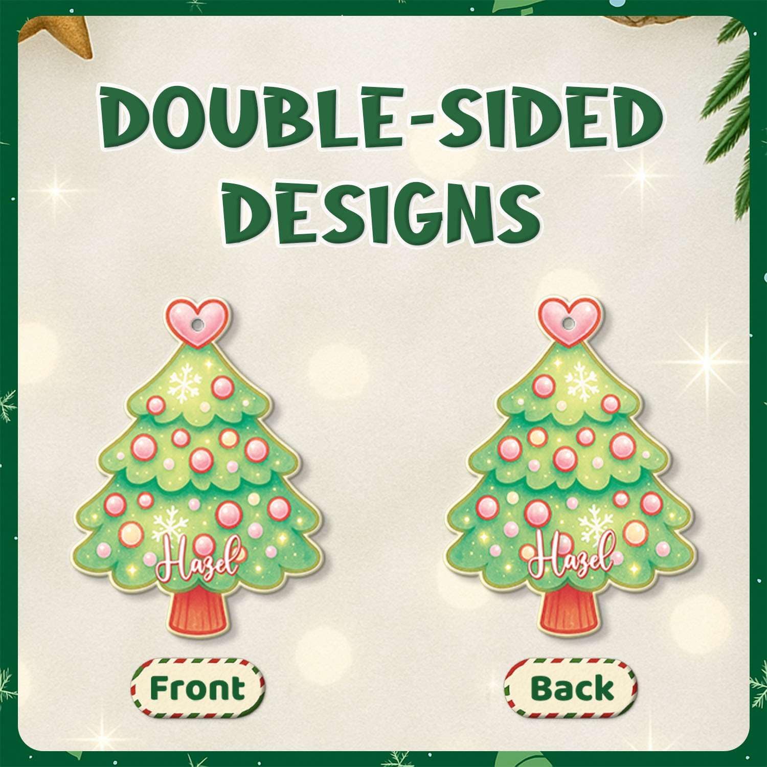 Personalized Name Christmas Tree Hanging Keepsake for Sister and Brother