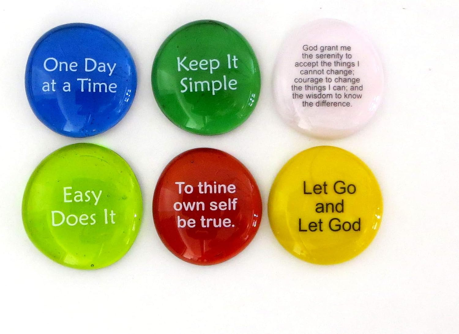 Lifeforce Glass Recovery Stones with 12 Step Sayings