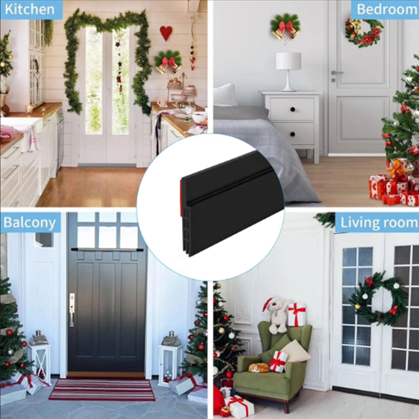 Samtrade Door Draft Stopper 1m Black Weather Stripping Seal