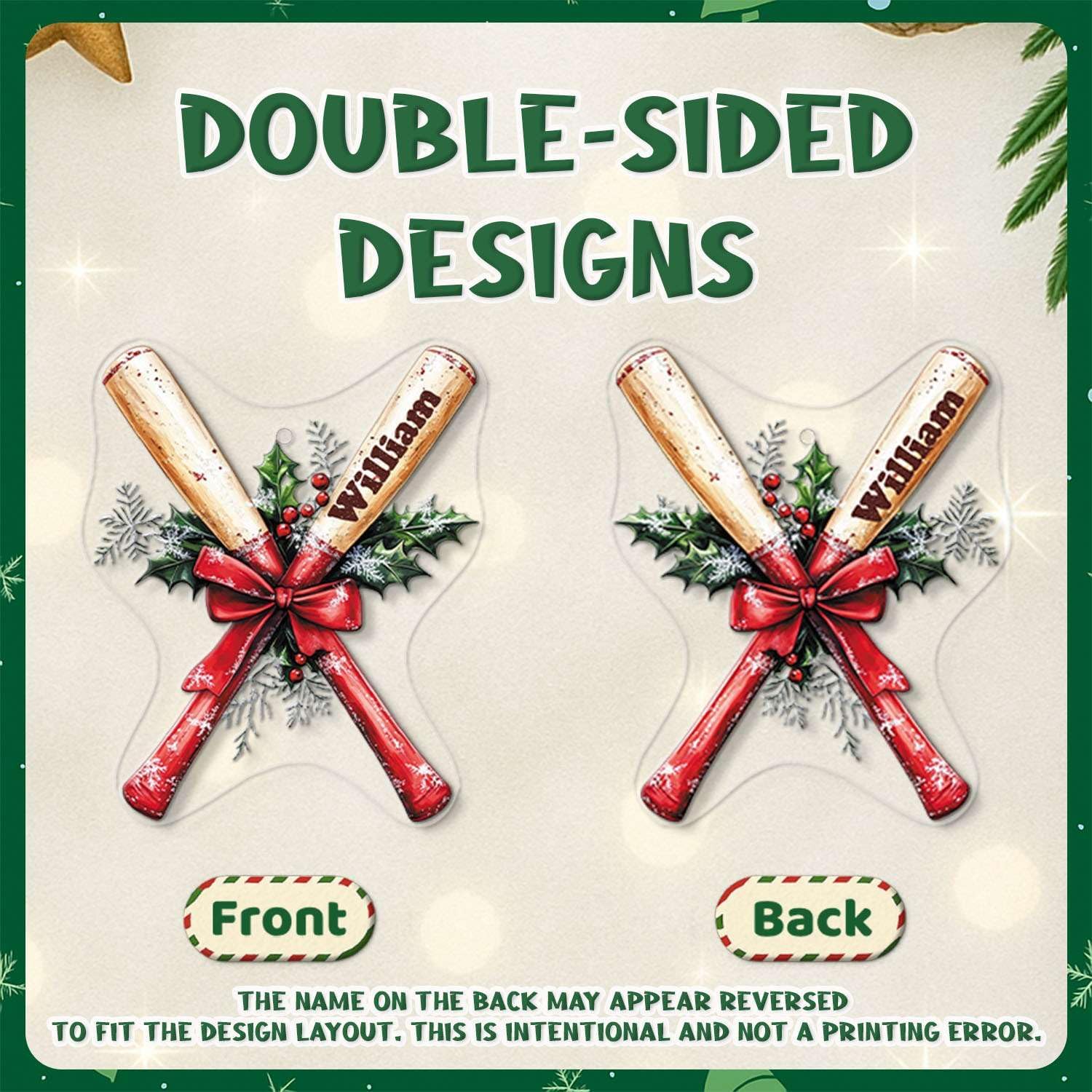 Custom Name Badminton Hanging Ornament 2D Acrylic Christmas Decoration