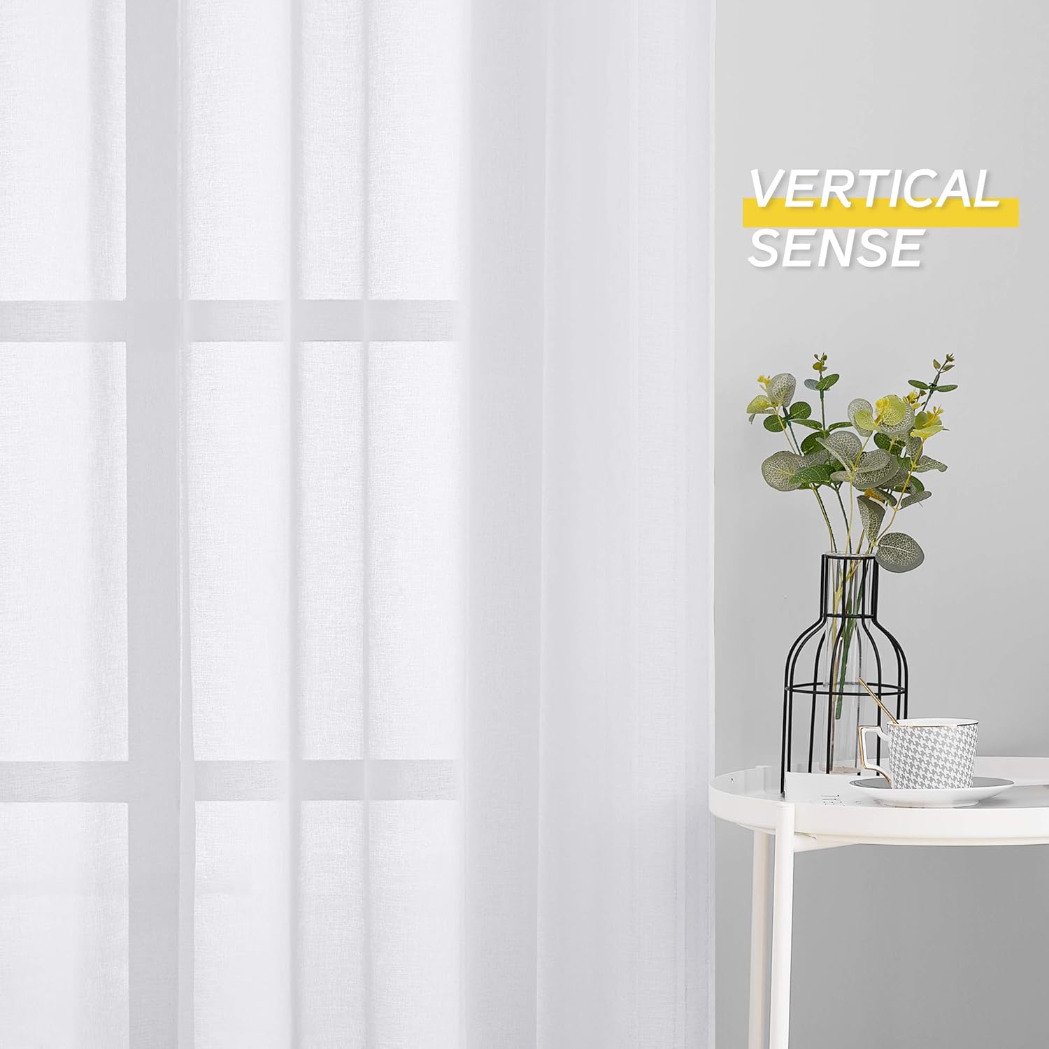 NICETOWN Sheer Curtains for Living Room - Grommet Top Faux Linen 84 Inches