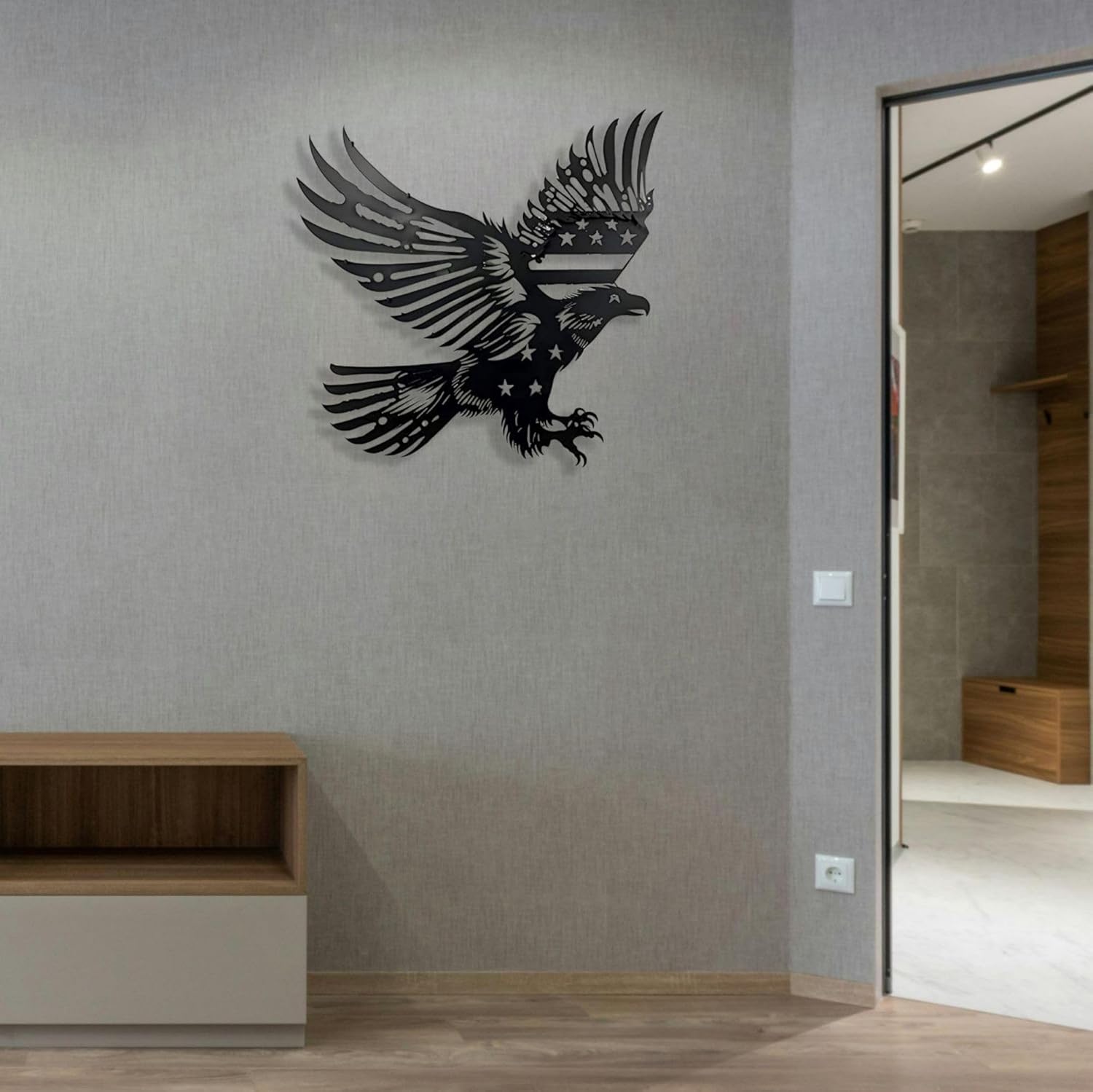 Patriotic Bald Eagle American Flag Metal Wall Art 20 Inches