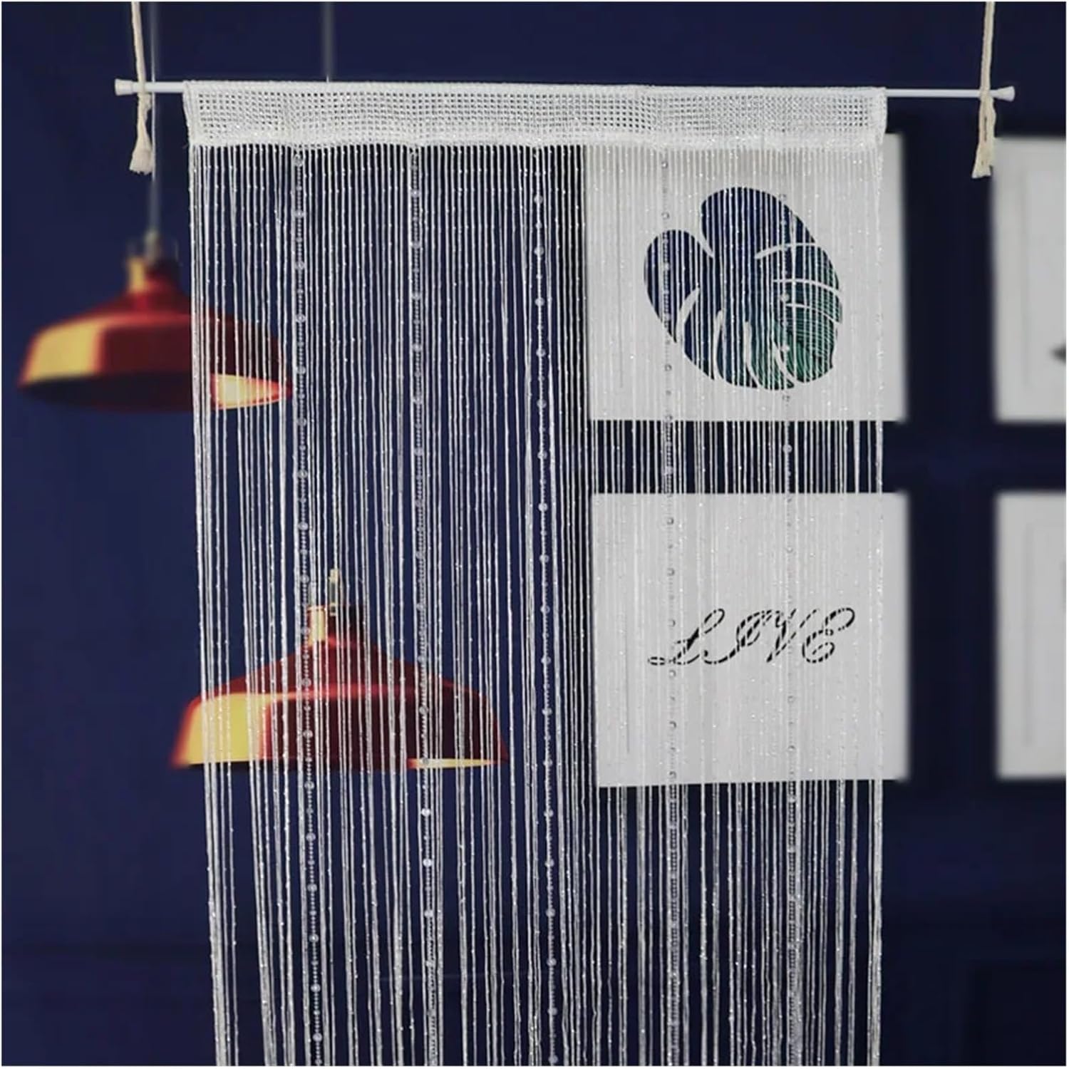 Crystal Beaded Curtain for Doorway Wall Window Black