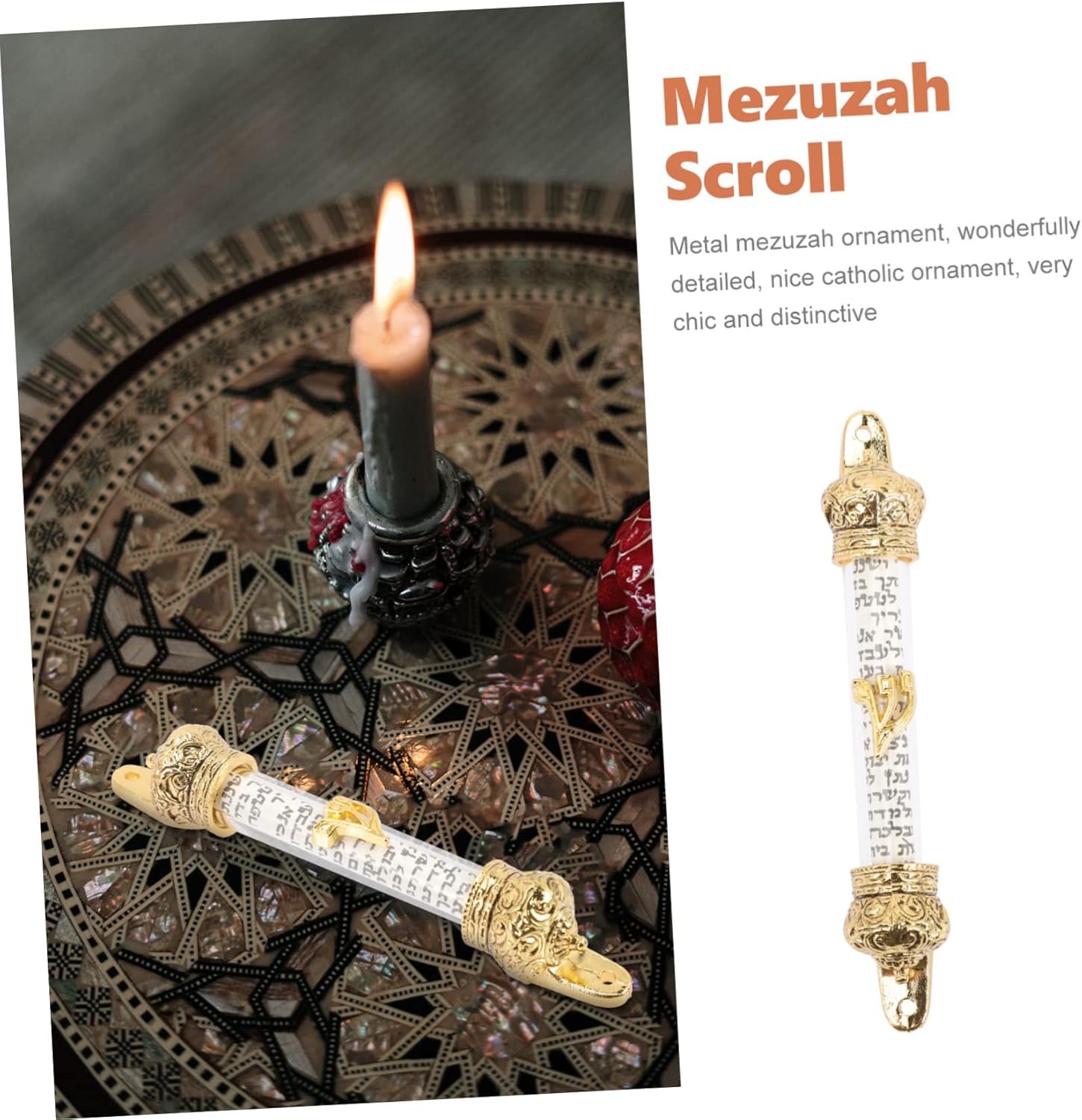 Metal Mezuzah Door Ornament with Crown Design