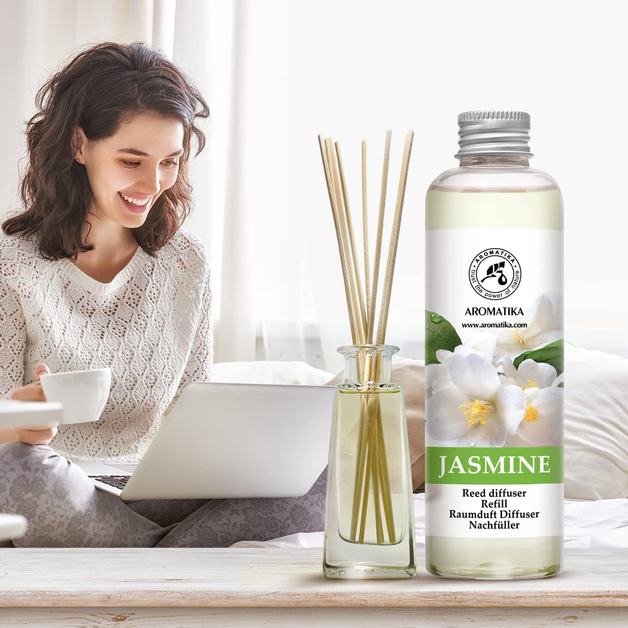 AROMATIKA Jasmine Essential Oil 200ml Reed Diffuser Refill
