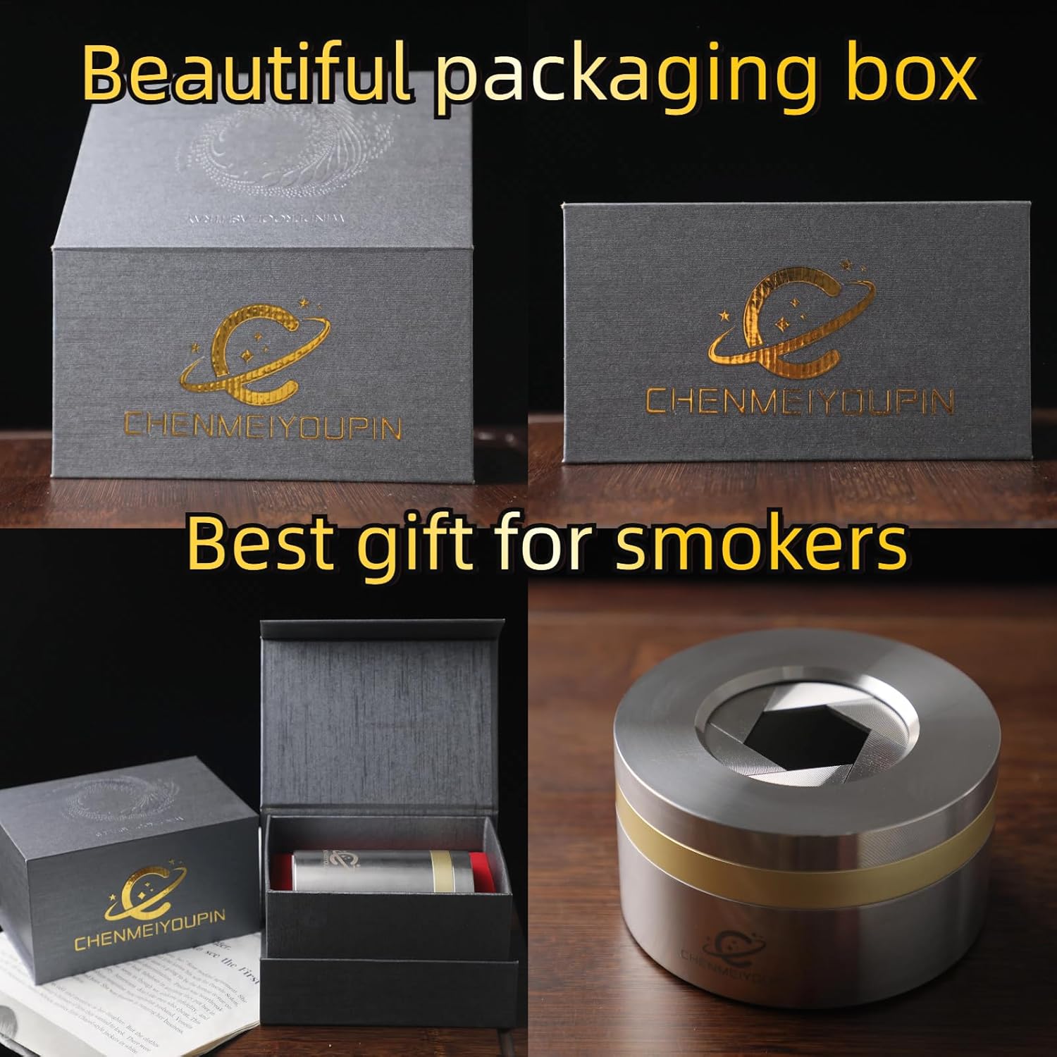 Premium Gold Plated Windproof Cigar Ashtray