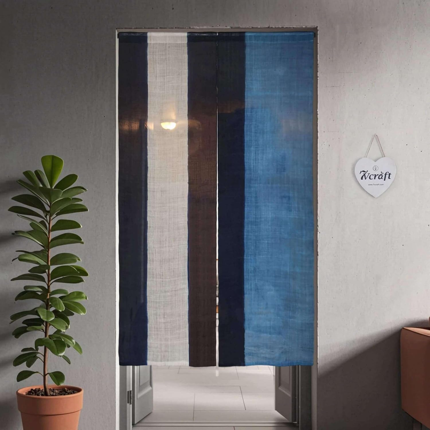 Hand-Dyed Japanese Noren Curtain Shibori Design 335x59in