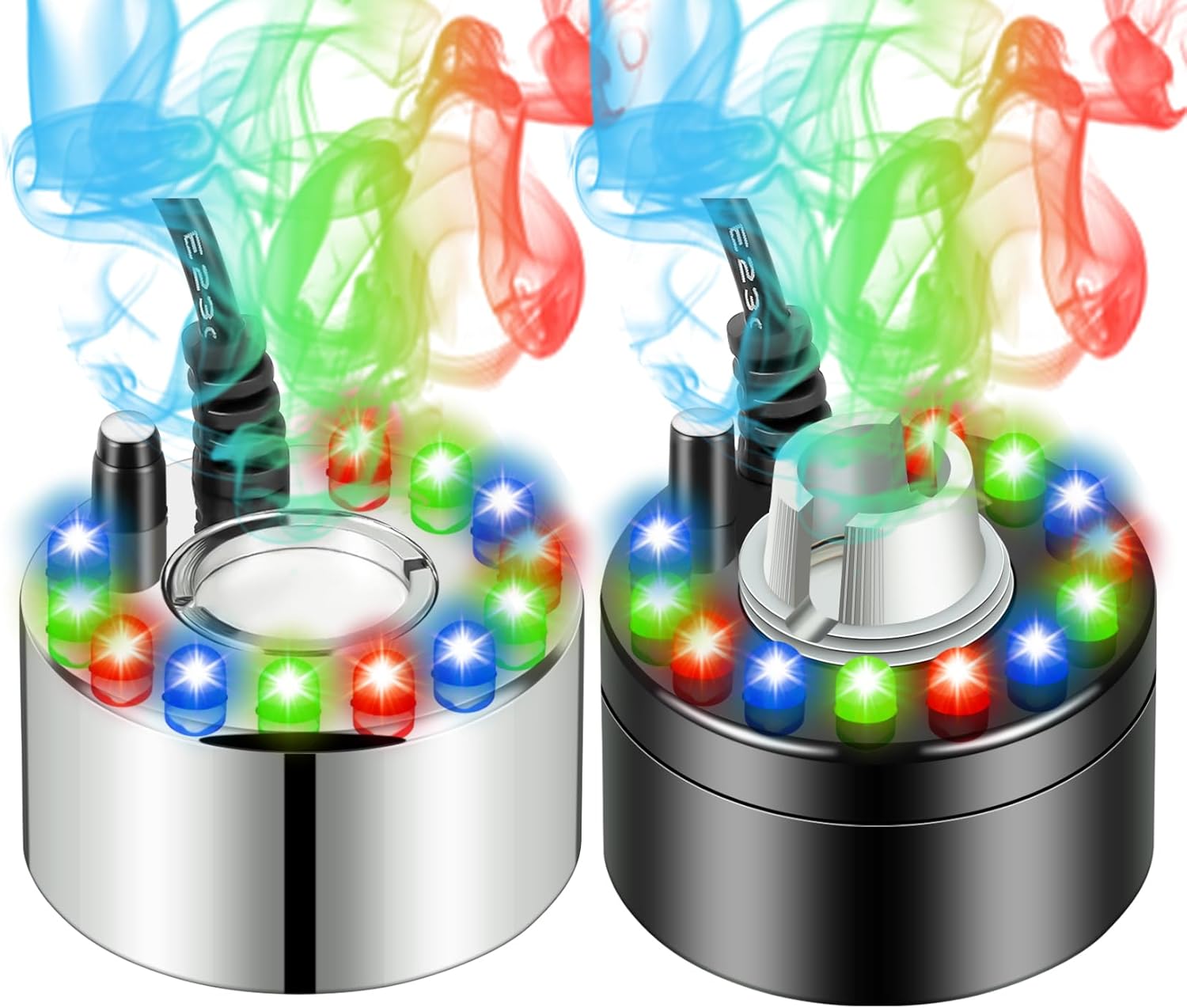 YEAJOIN 2PCS Mist Makers with 12 LED Lights Fog Machine