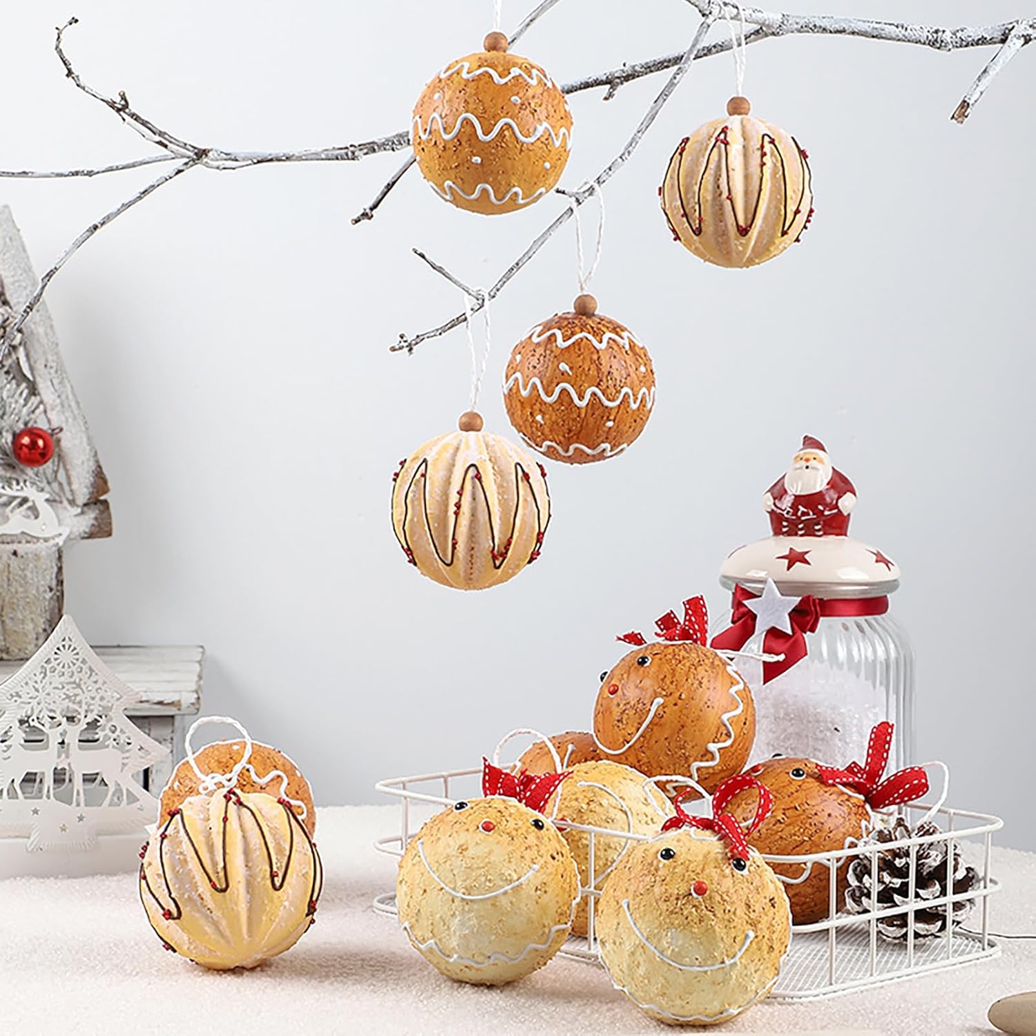 6PCS Shatterproof Gingerbread Christmas Ornaments
