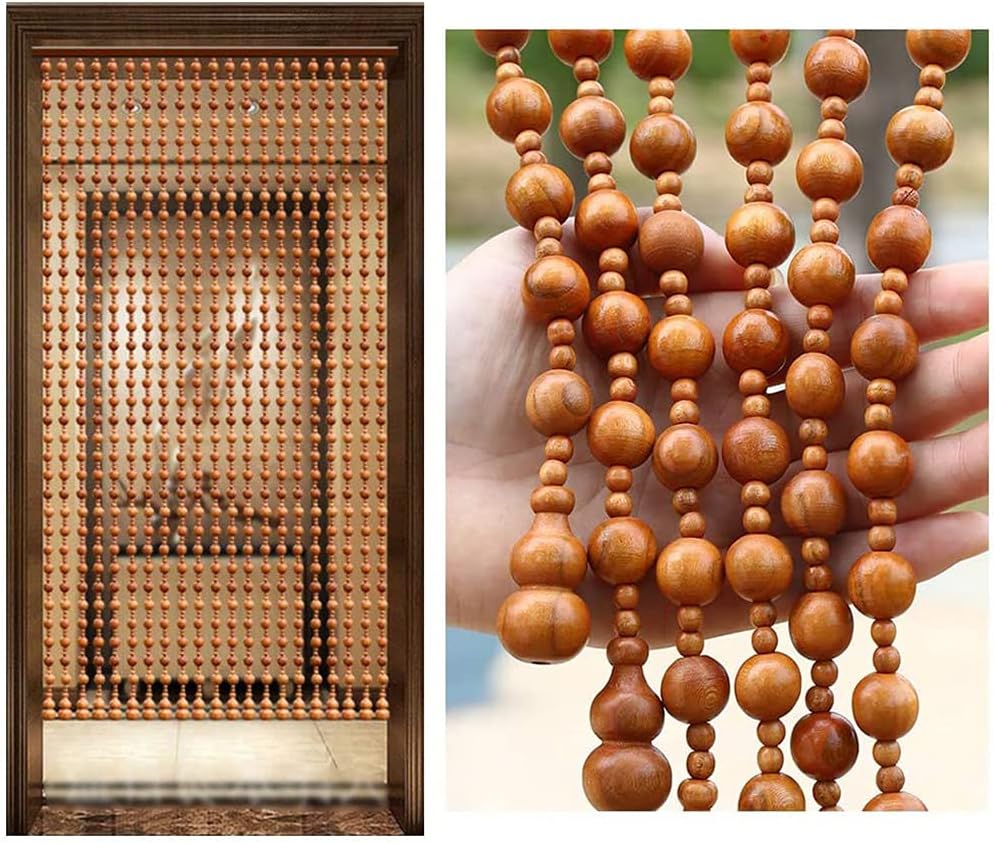 ZHOUXIAO 21 Strands Wood Bead Curtain for Doorways
