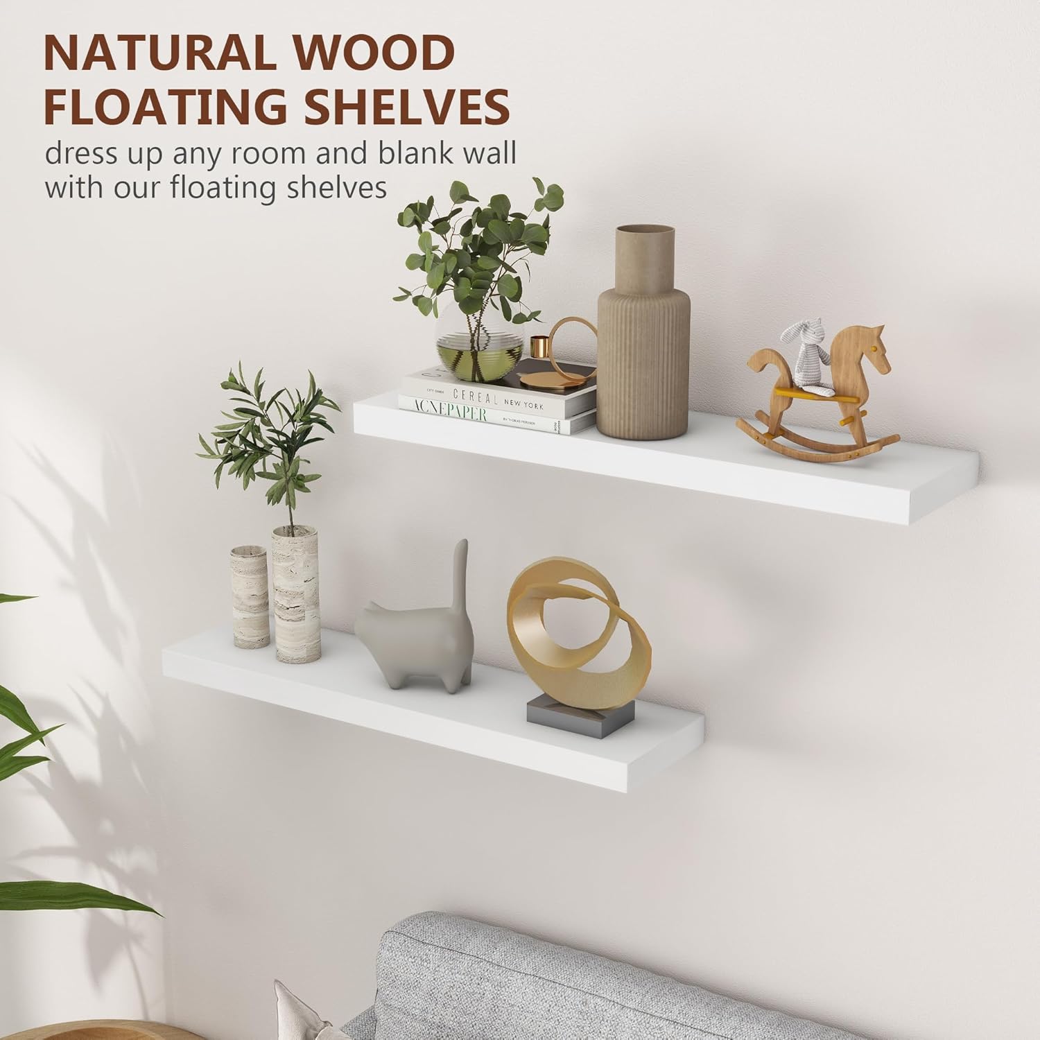 Fuqing 30 Inch White Floating Shelves Set of 2
