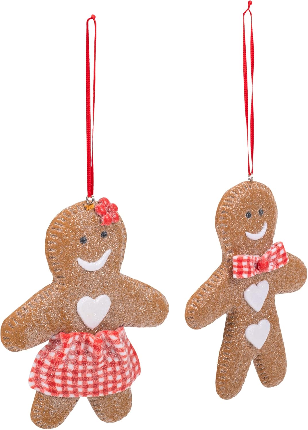 Gingerbread Man and Woman Ornaments Set of 2