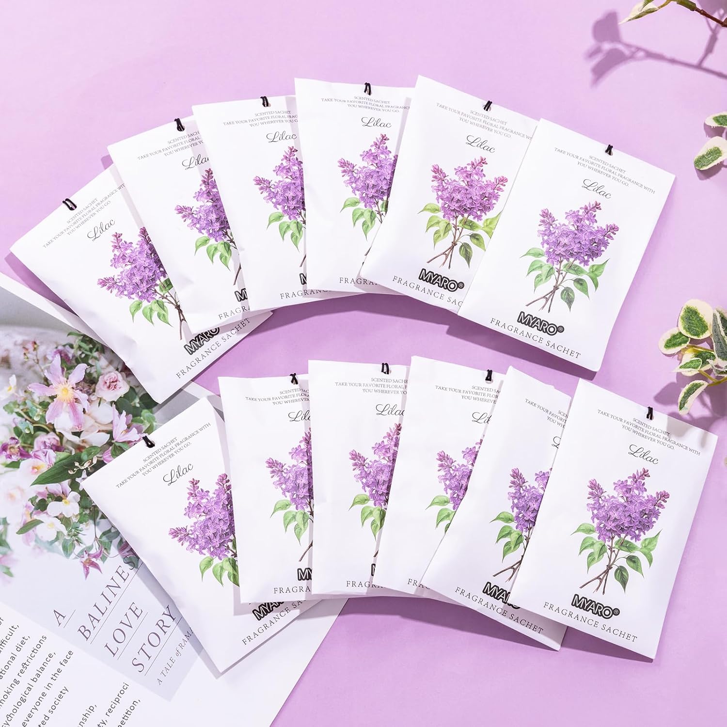 MYARO 12 Pack Lavender Scented Sachets for Drawer and Closet