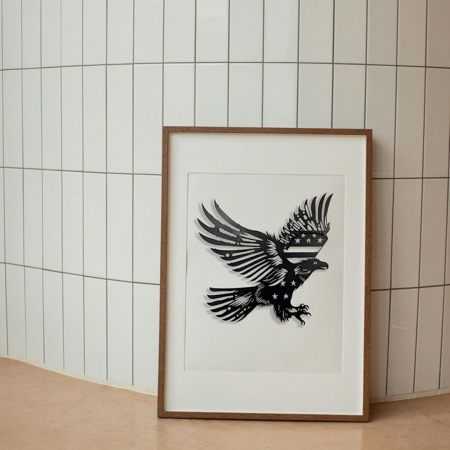 Patriotic Bald Eagle American Flag Metal Wall Art 20 Inches