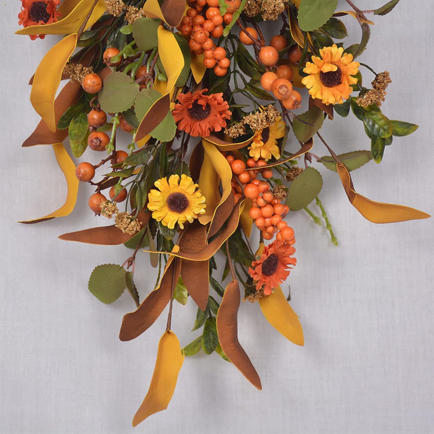 20 Inch Artificial Fall Teardrop Wreath Door Decor