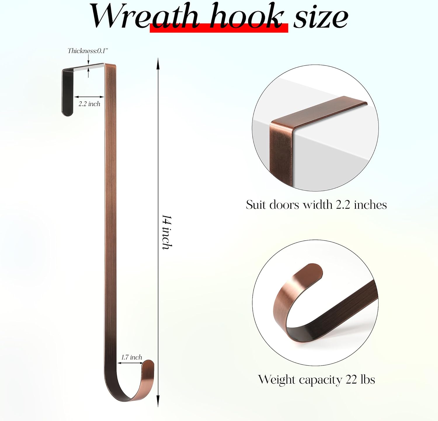 MCFULL 14 Inch Bronze Wreath Hangers for Front Door