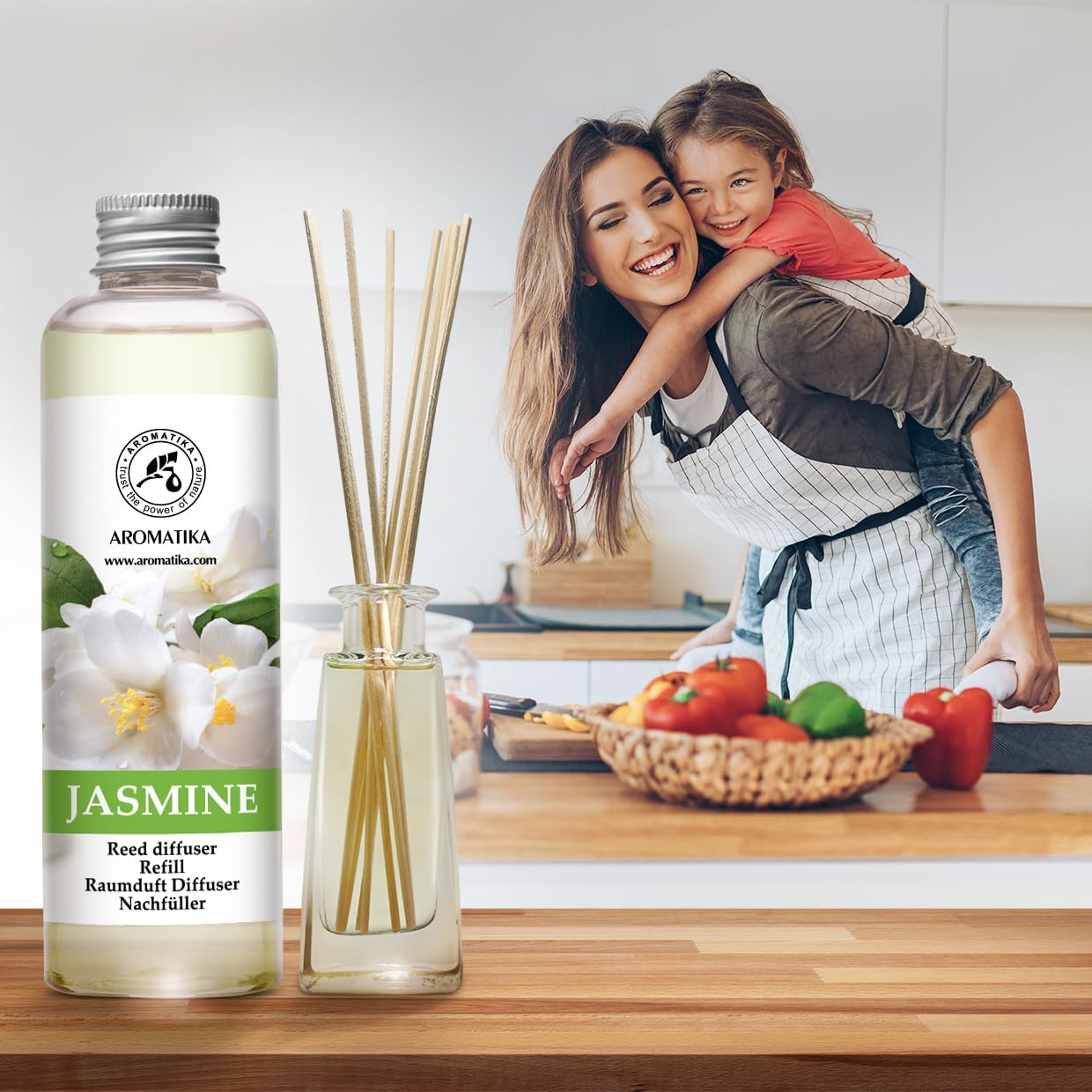 AROMATIKA Jasmine Essential Oil 200ml Reed Diffuser Refill