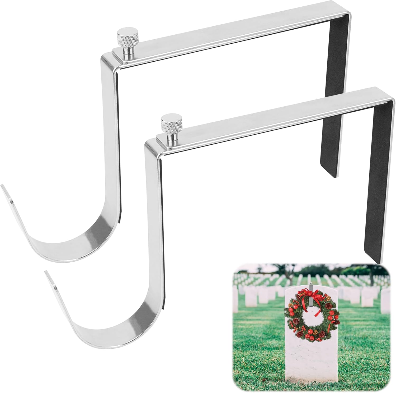 AQKILO Adjustable Wreath Hangers for Headstones - 2 Pack