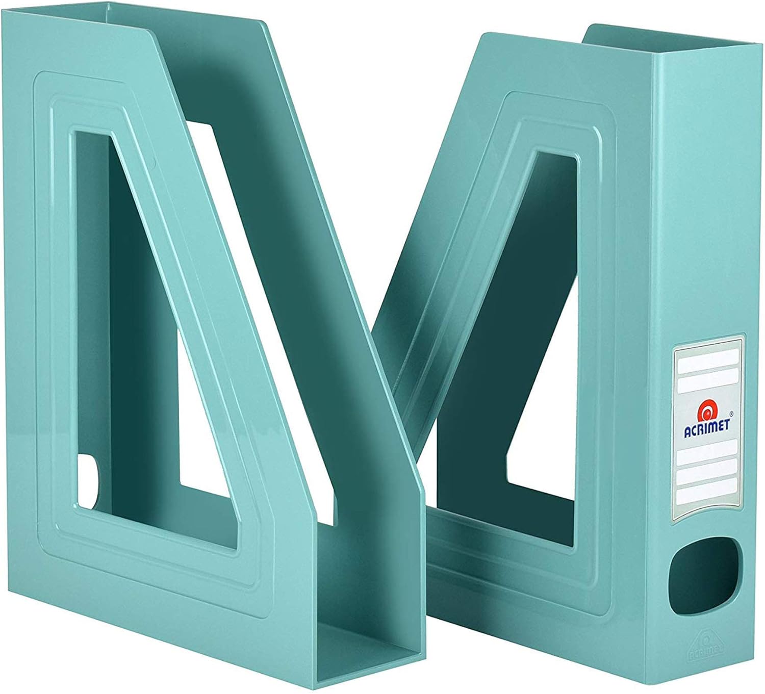 Acrimet Magazine File Holder Durable Rack Space-Saving Organizer 2 Pack Solid Green