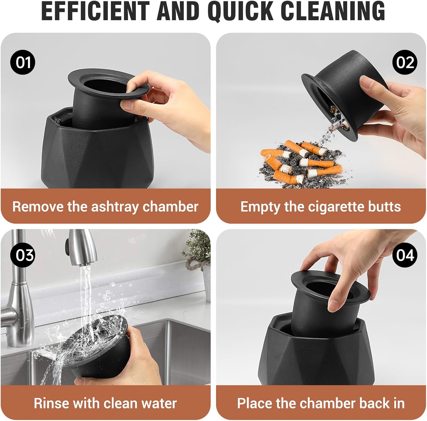 Elegant Ceramic Ashtray with Lid Smokeless and Waterproof