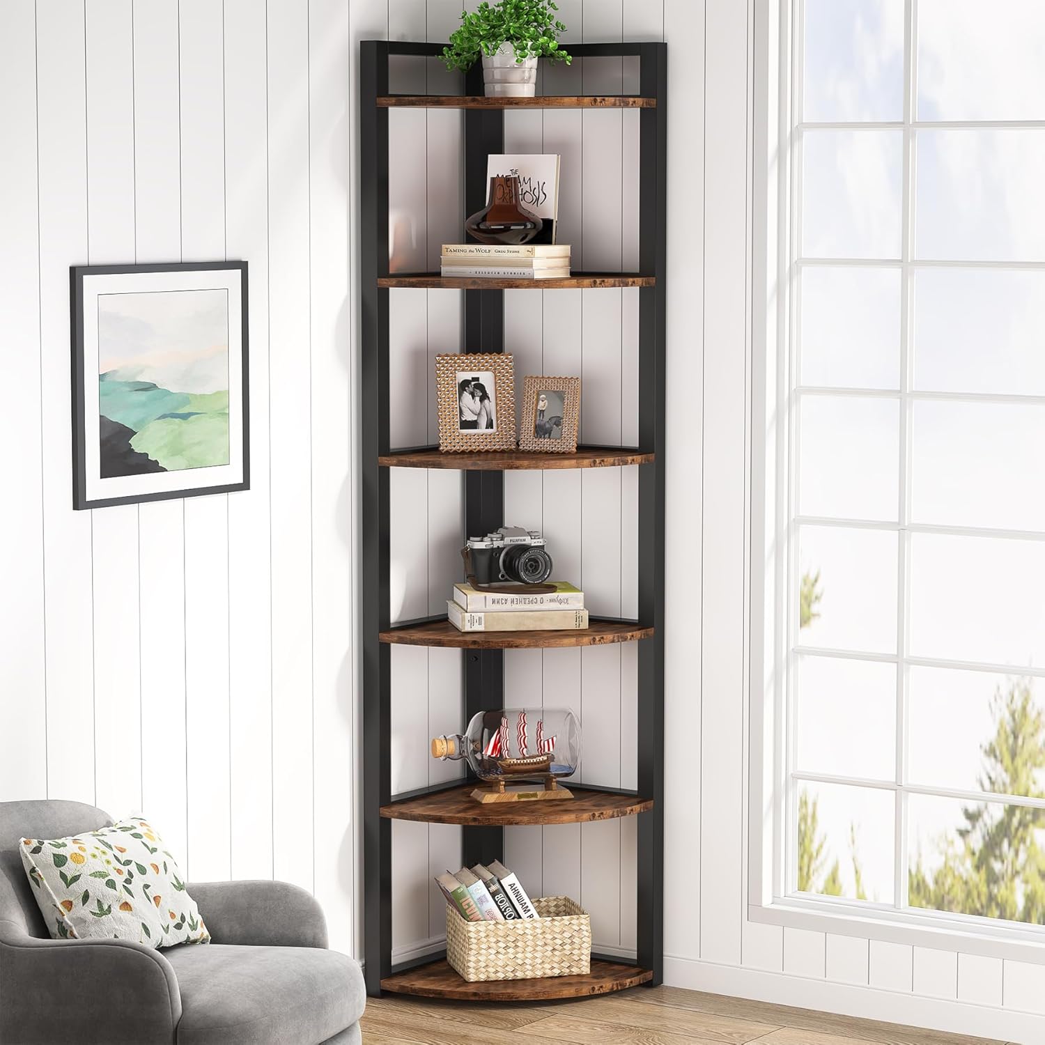 Tribesigns 6 Tier Corner Shelf Bookcase Storage Unit