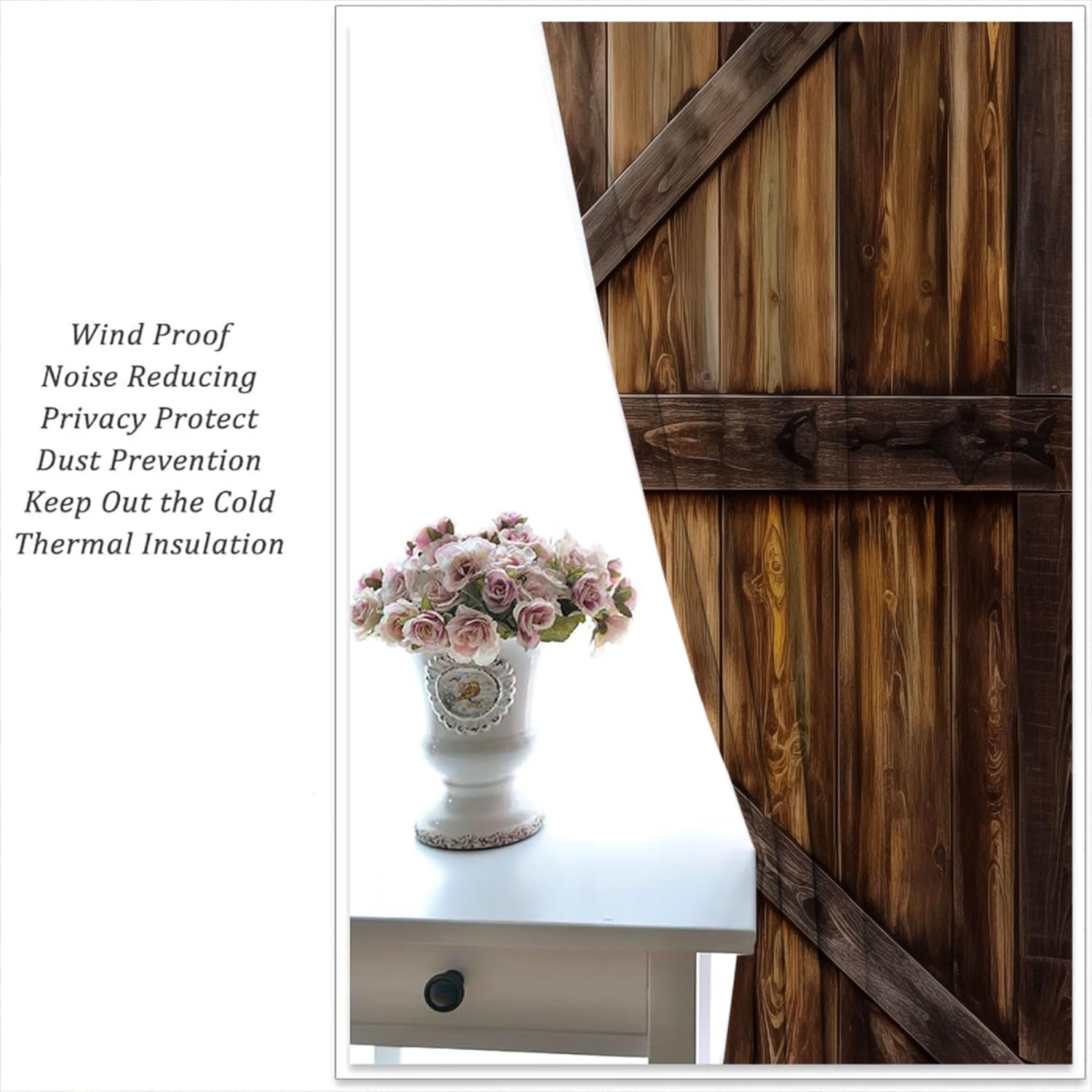 Rustic Barn Door Blackout Curtains 63x63 inch
