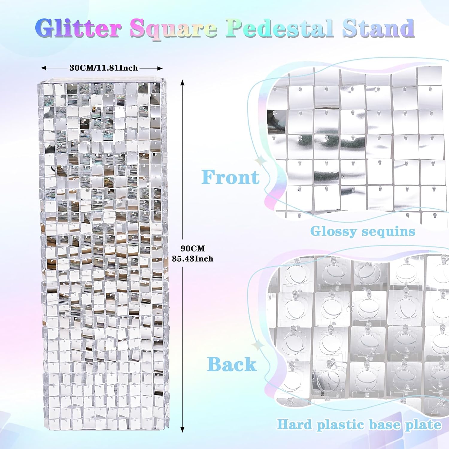 Silver Shimmer Pedestal Stand for Party Decor