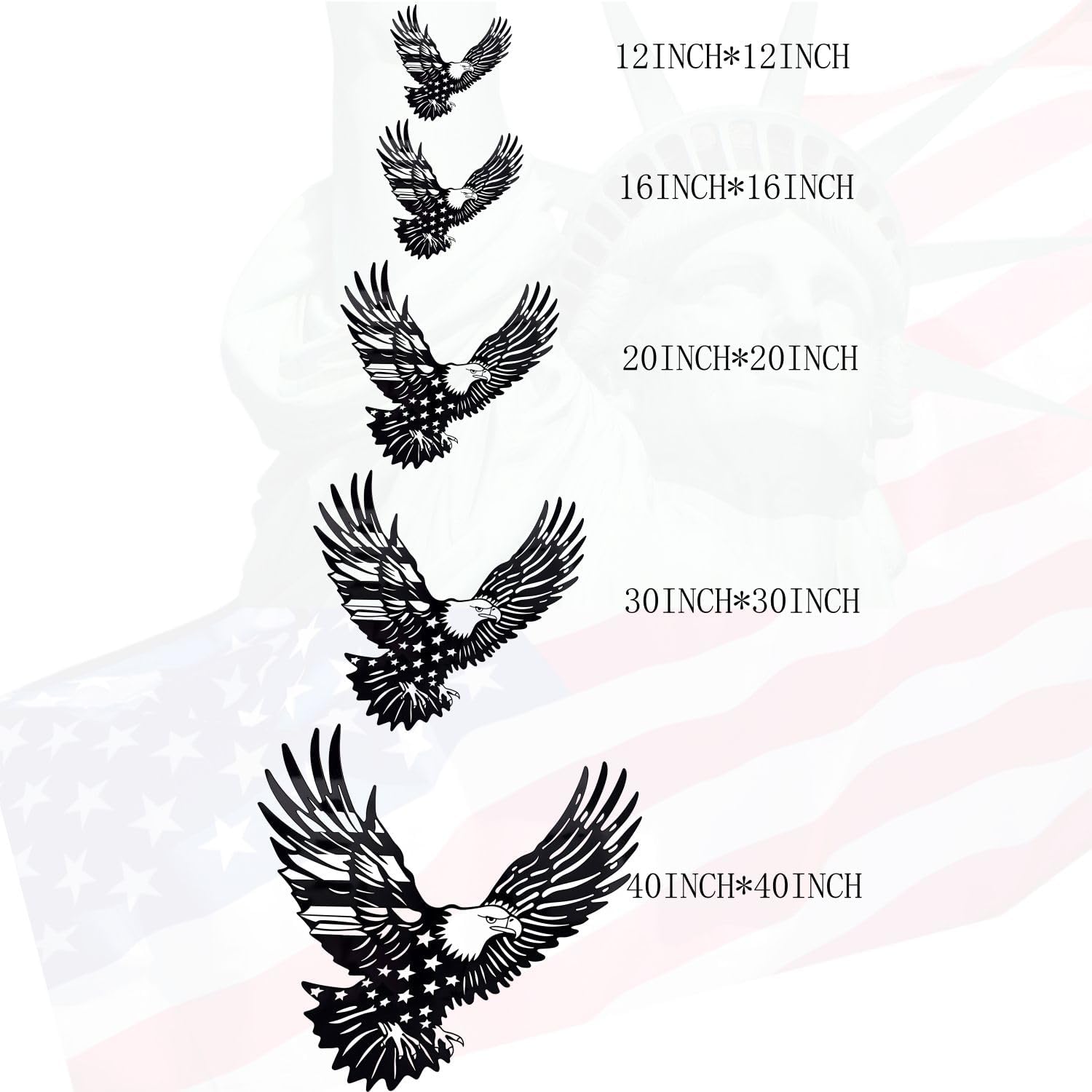Patriotic Bald Eagle Flag Metal Wall Art Decor