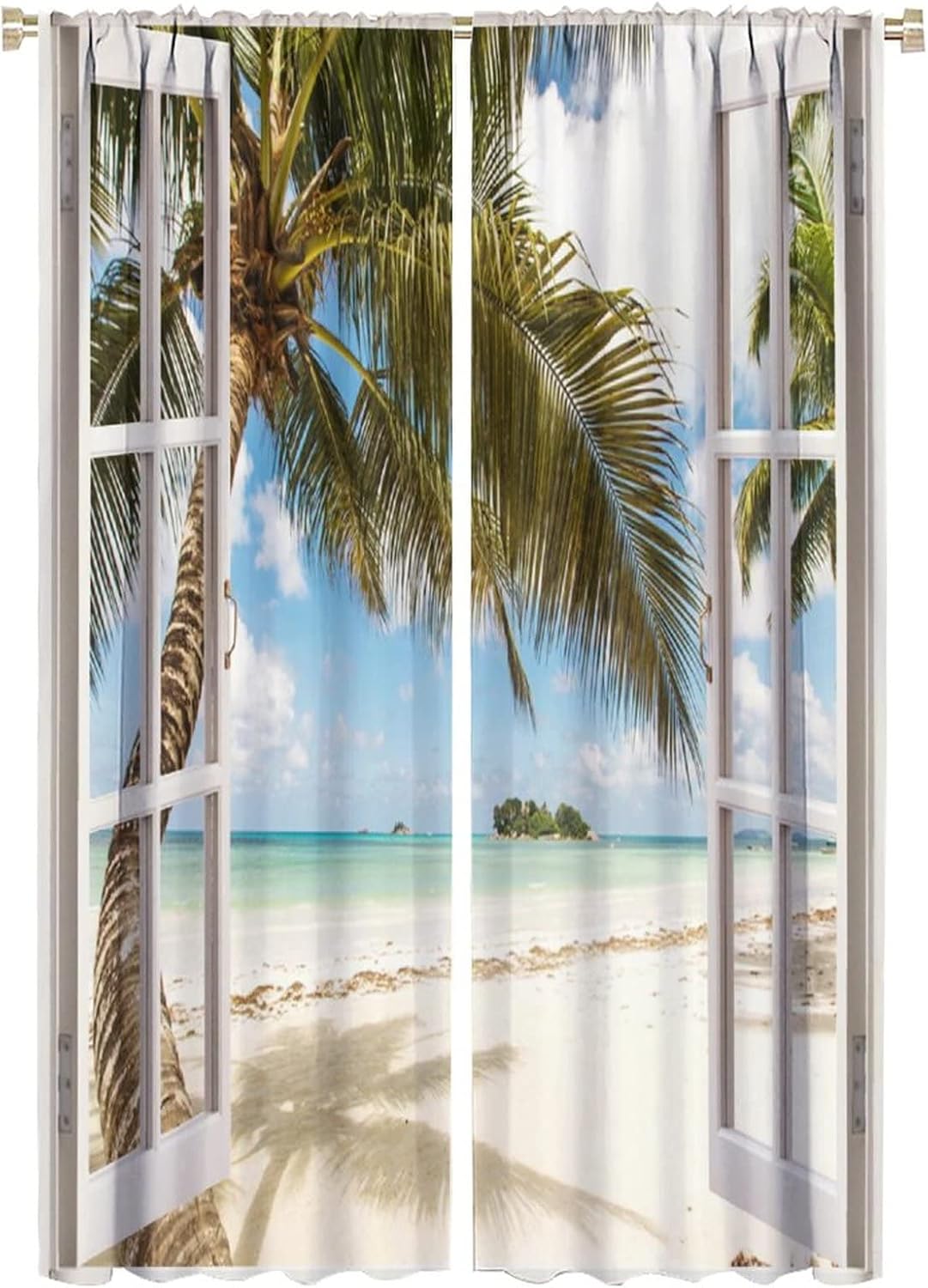 Kazynee Summer Ocean Curtains for Bedroom 2 Panels