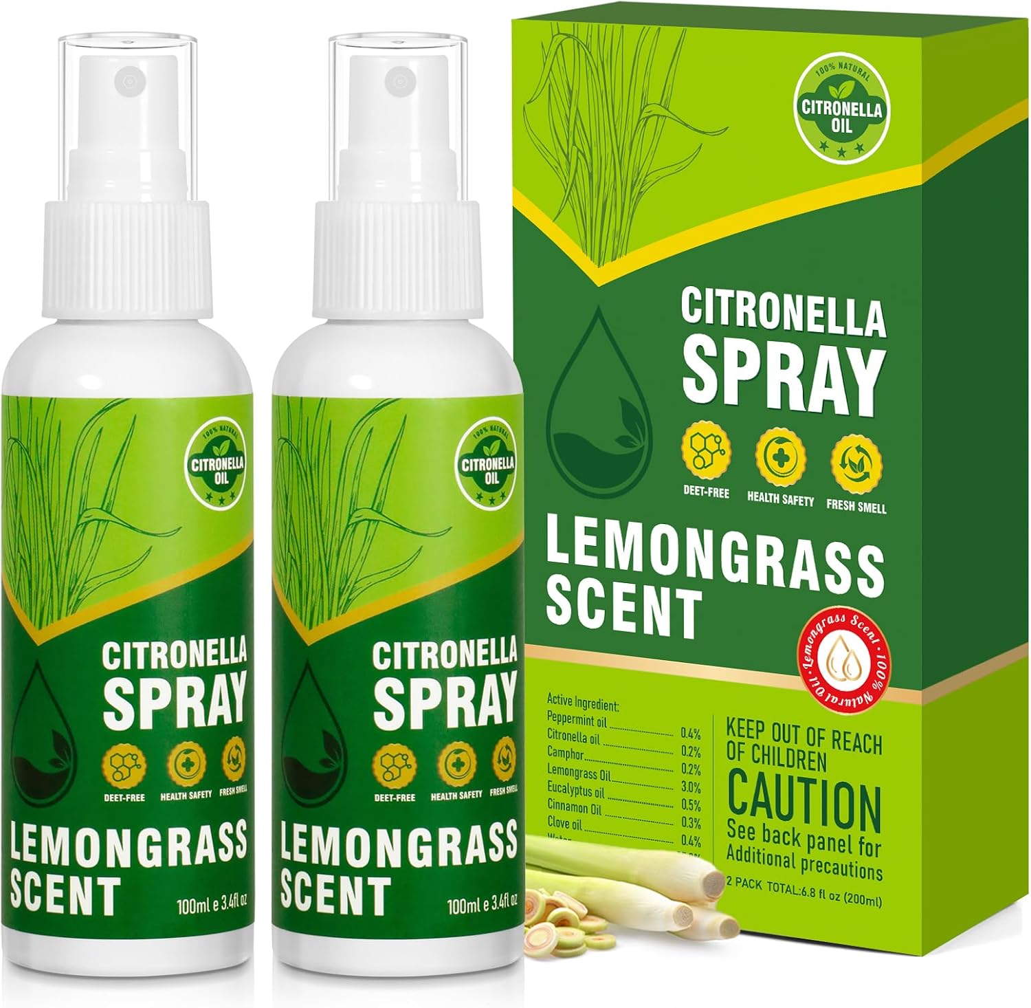 SCENTORINI Citronella Spray DEET-Free 676 Oz 2 Pack