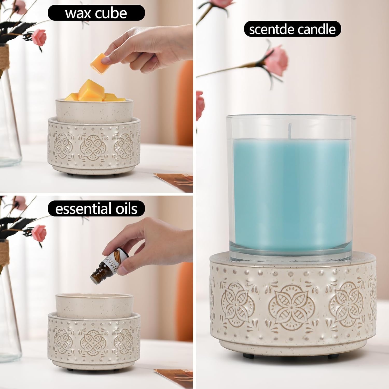 Mocosa 3-in-1 Ceramic Wax Warmer for Scented Candles