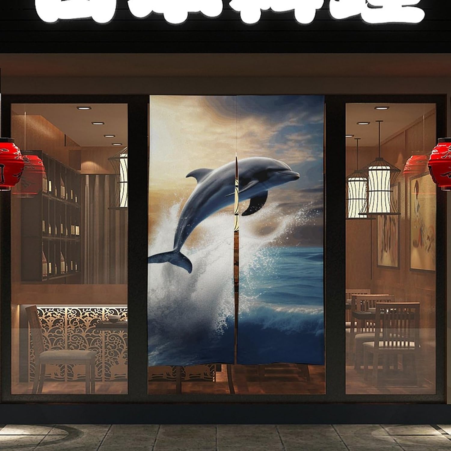 Beautiful Dolphin Door Curtain Panel 17x57 Inch